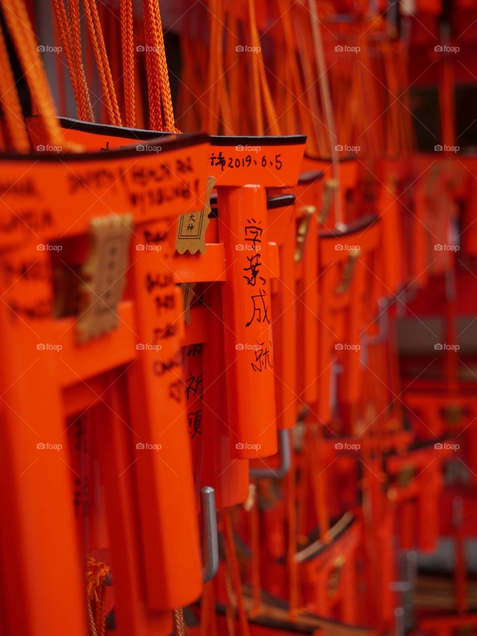 Wishes written on wood in Japanese shrine 