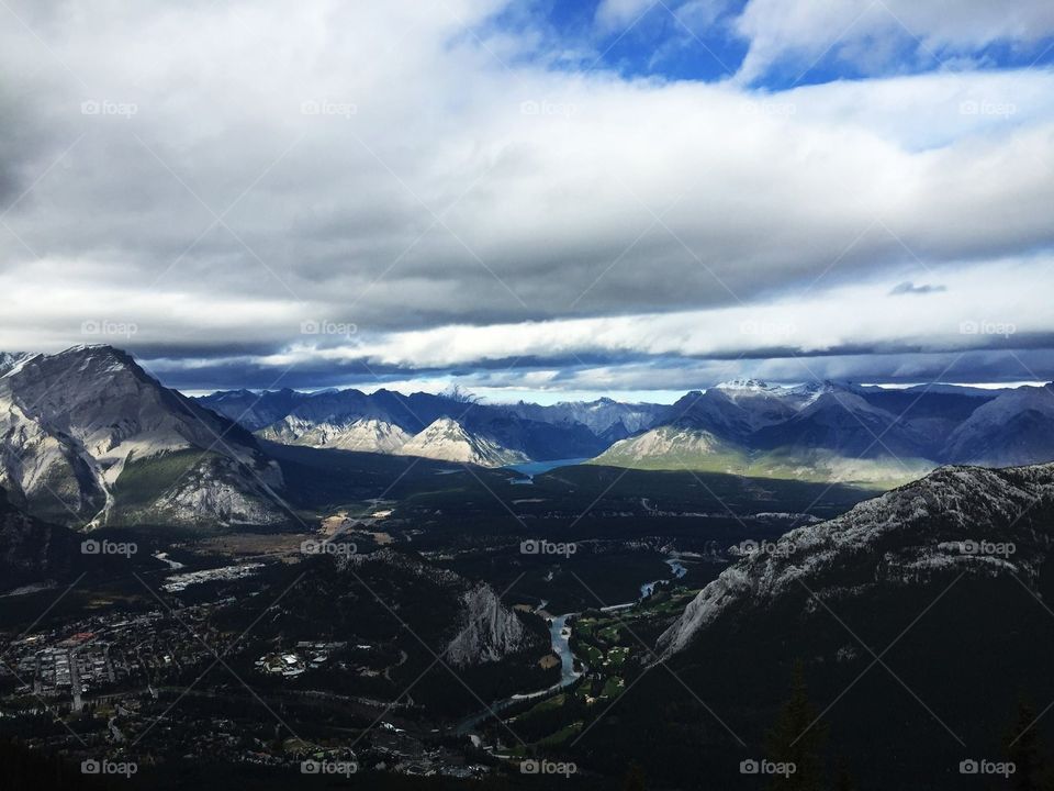 View of Bow Valley from Sulphur Mountain, Banff National Park, AB