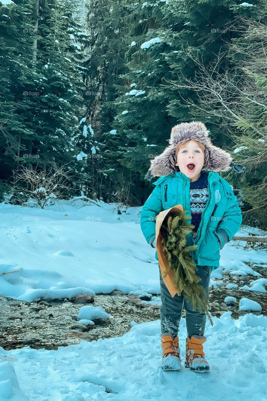 Surprised BOY .Winter