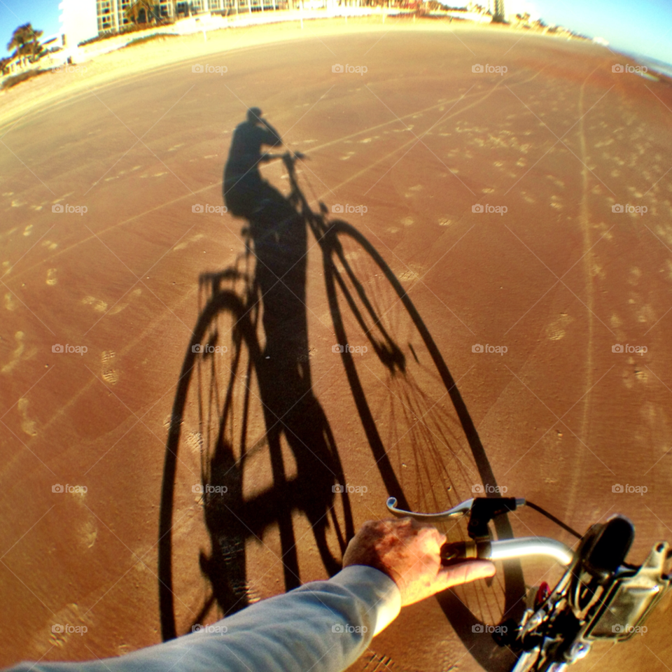 beach bicycle morning shadow by bcpix