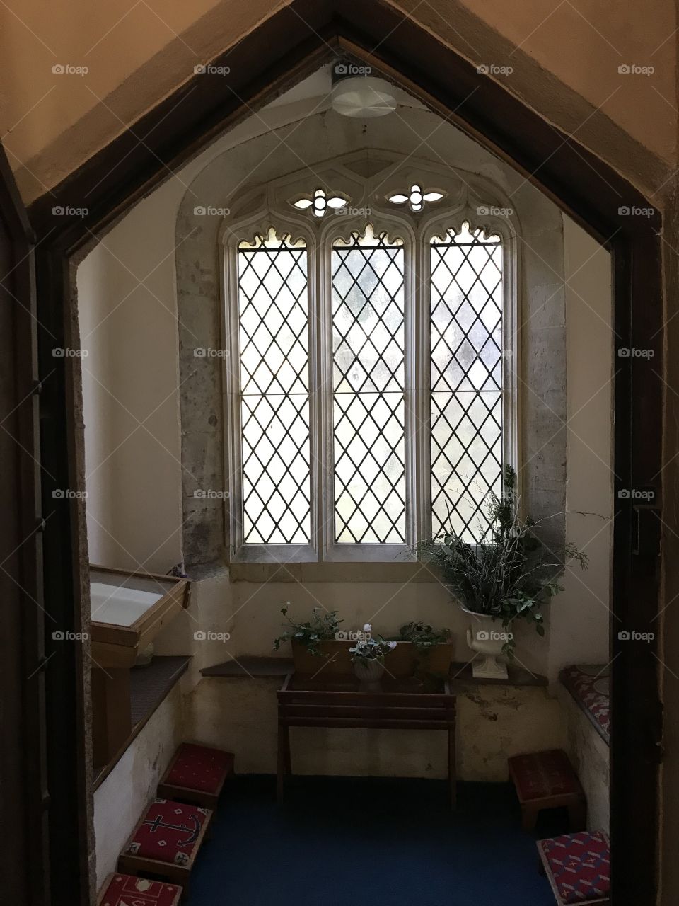 Side chapel within the church interior of St Mary’s, Uffculme, Devon, UK