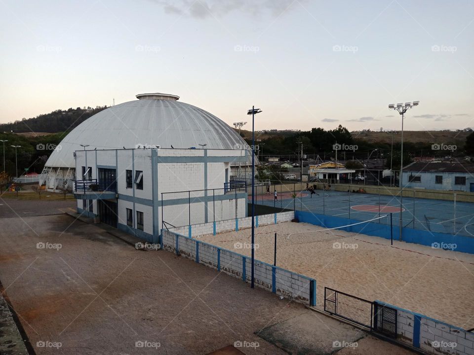 Sports place,  sand court and closed round building,  bolão