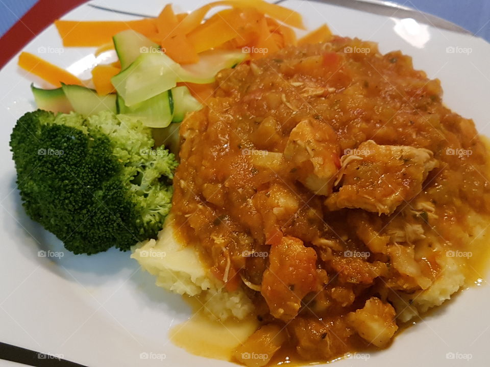 chicken cacciatore and veg