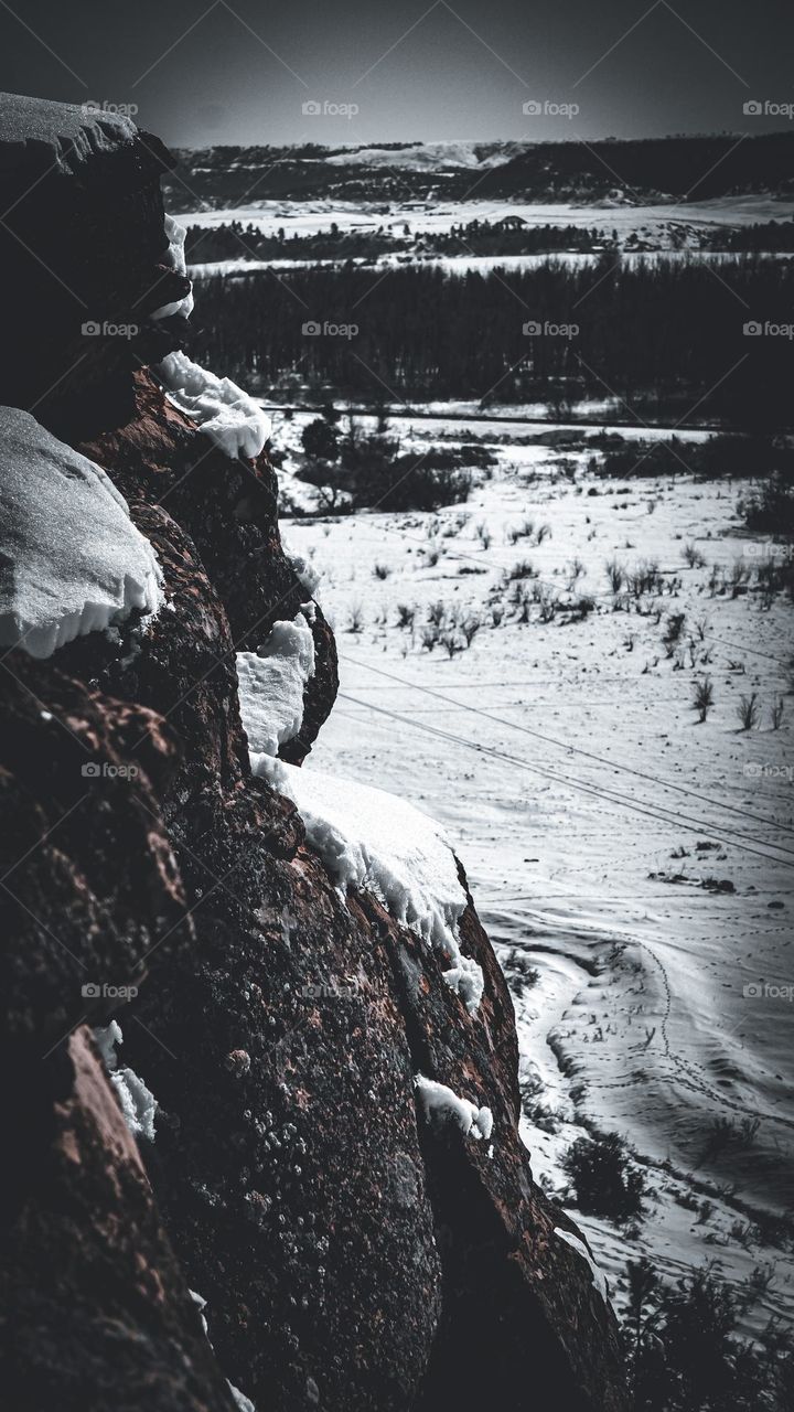 Rocky macro with scenic background 