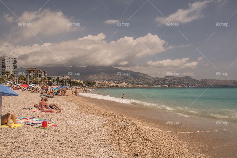 A beautiful view of the beach alfaz del pi in Spain