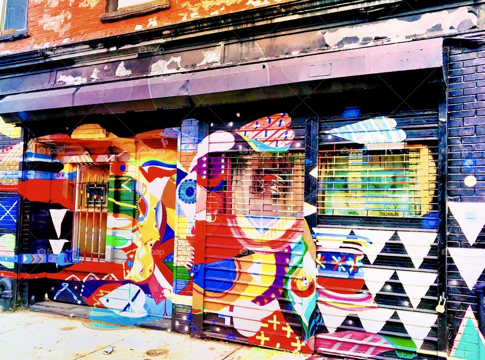 Street Photography graffiti building taken today in Williamsburg Brooklyn 