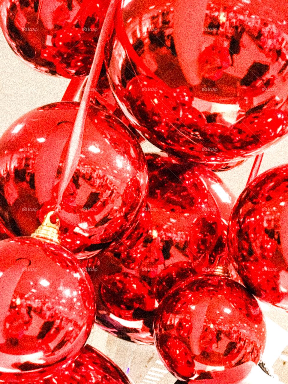 Red holiday ornaments remind us that it is that time of year again. 