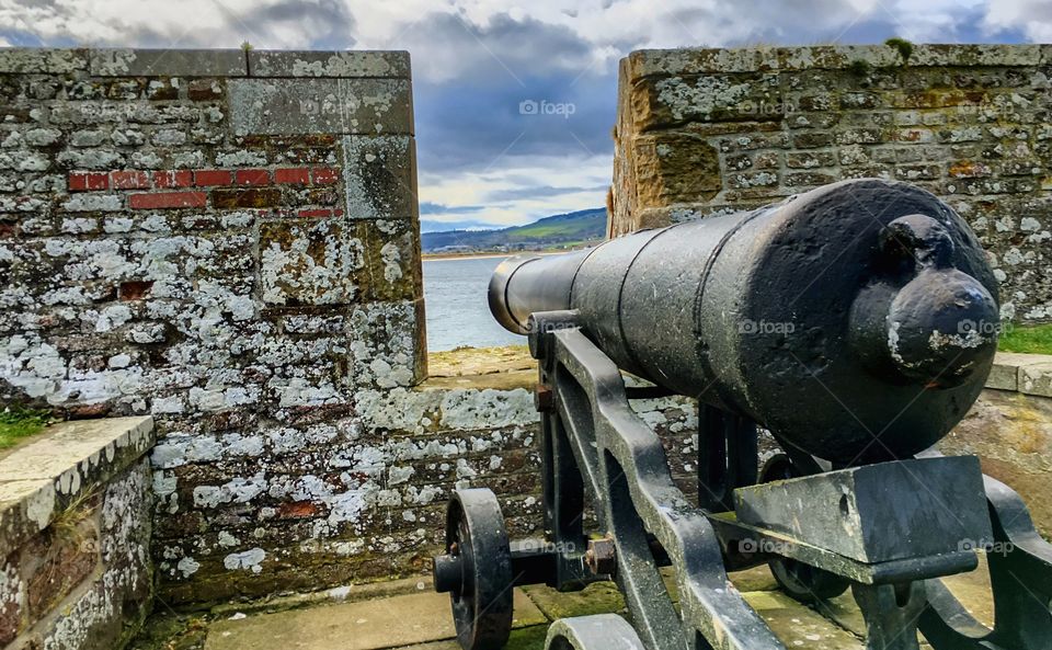 Cannons at the Fortress Fort Goerge near Inverness, in the highlands of Scotland