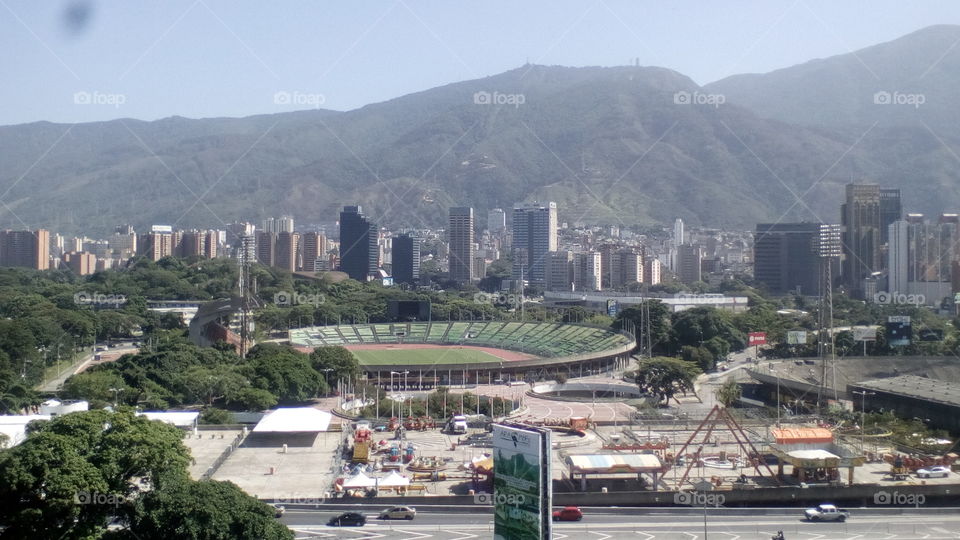 Soccer stadium and Ávila Mountain Caracas