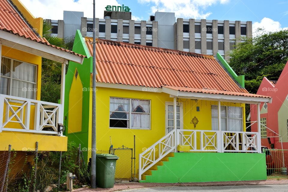 Colorful houses in the Caribbean