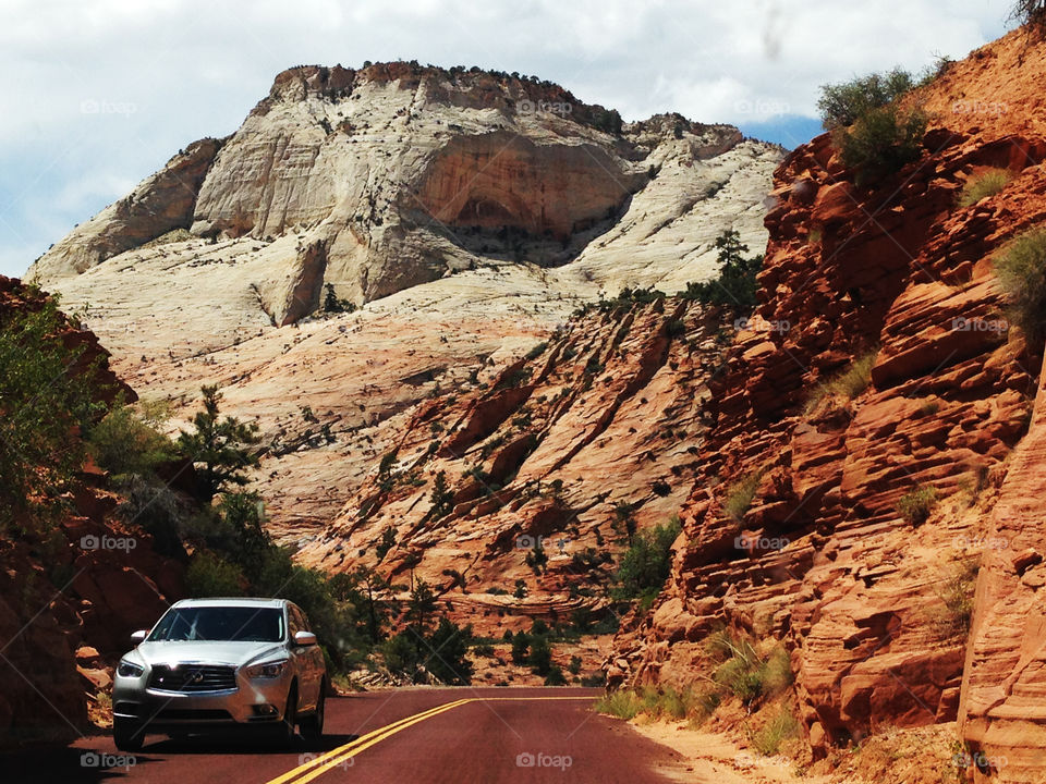 Traffic in the Zion National Park,Utah