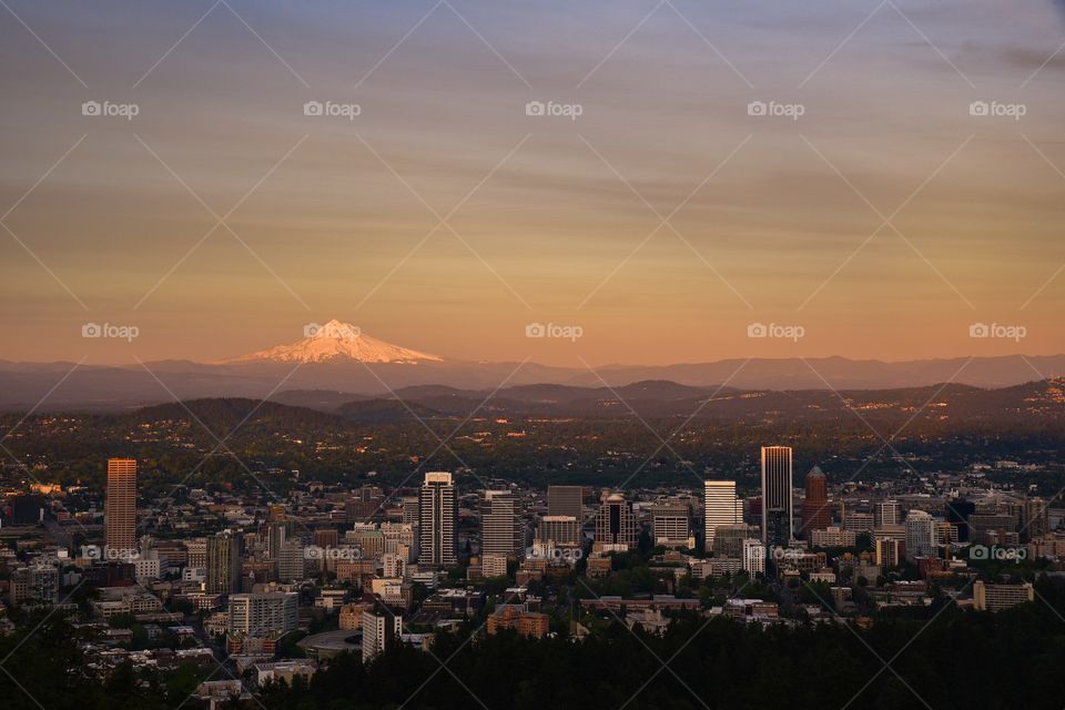 Fading golden hour over Portland 