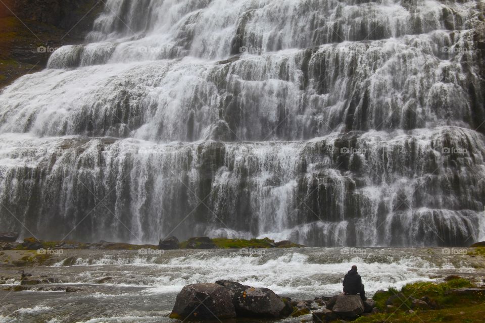 Scenic view of waterfall