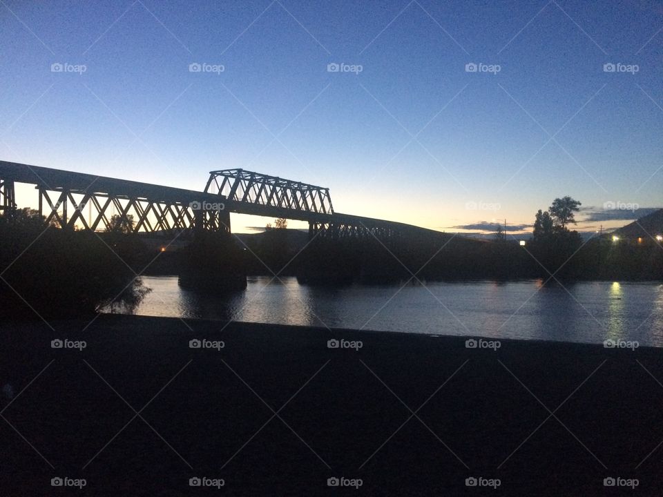Beautiful view of a wood bridge during a Kamloops sunset! 