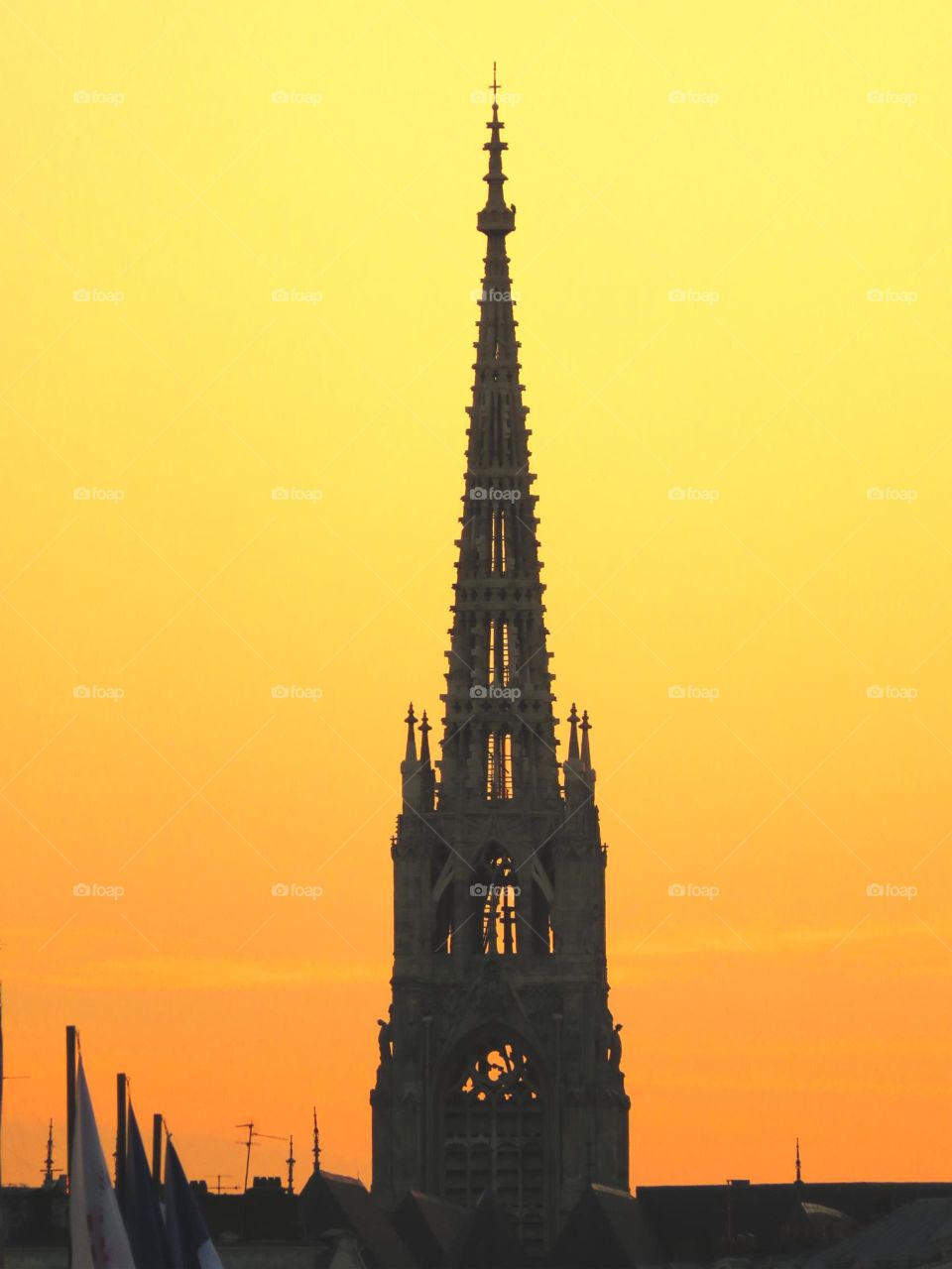 steeple in golden sunset