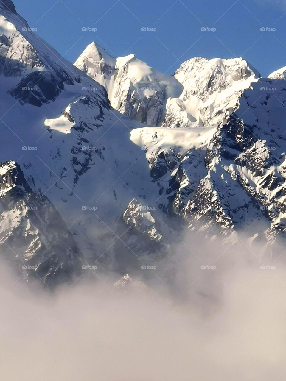 Snow cladded mountain after raining