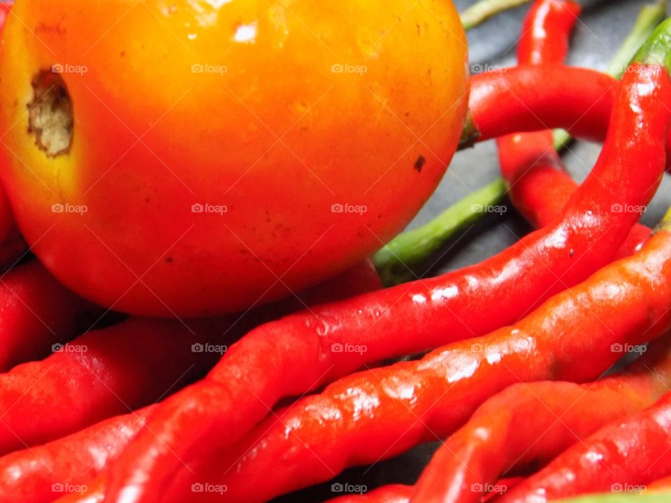 Red chilies and tomatoe