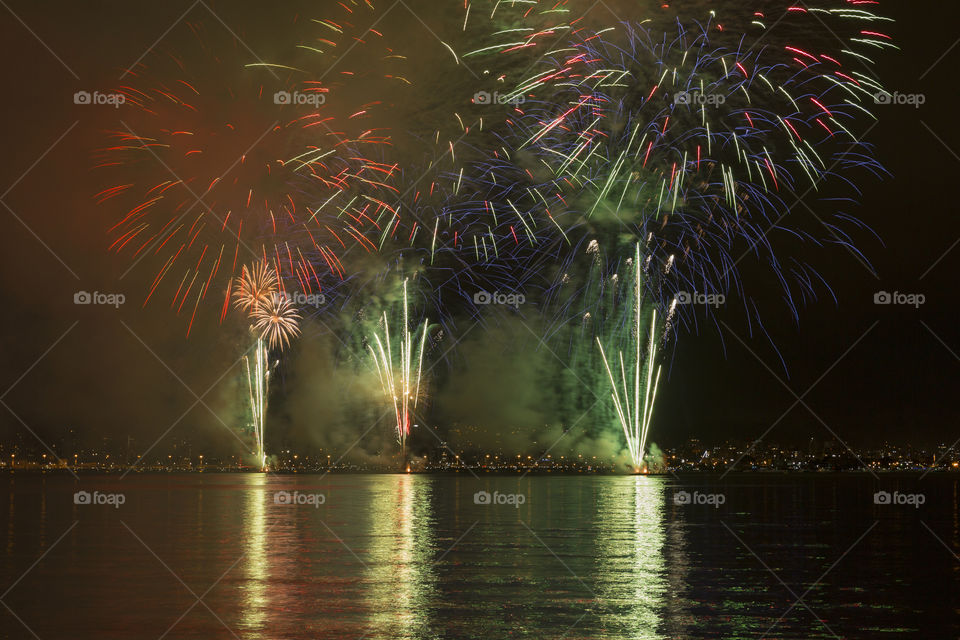 Fireworks in Florianopolis Santa Catarina Brazil.