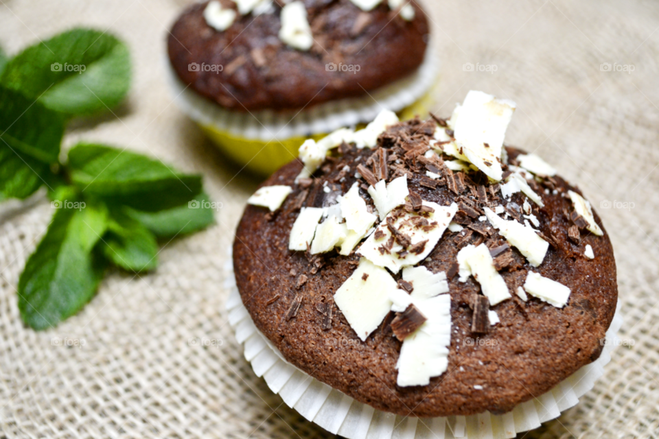 Close-up of brown cupcakes