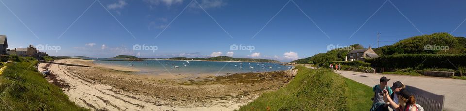 Beach view panoramic picture of new Grimsby on Tresco