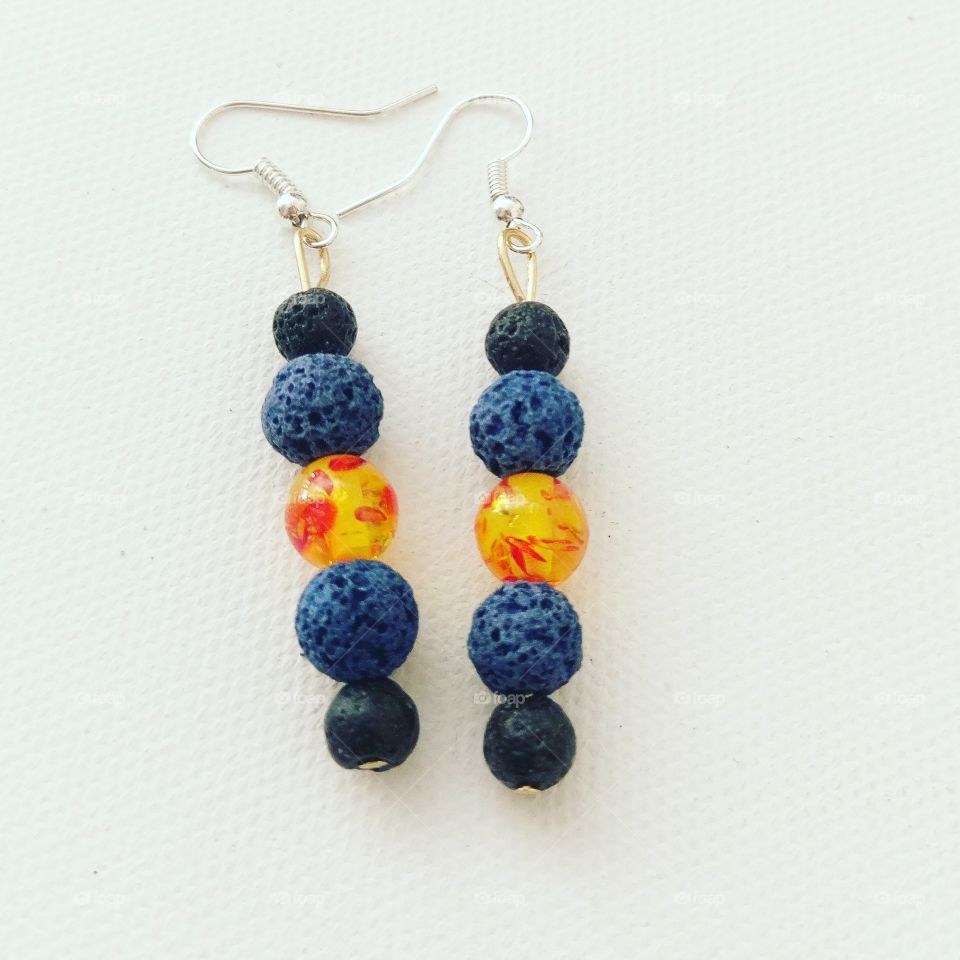 blue lava bead diffuser earrings