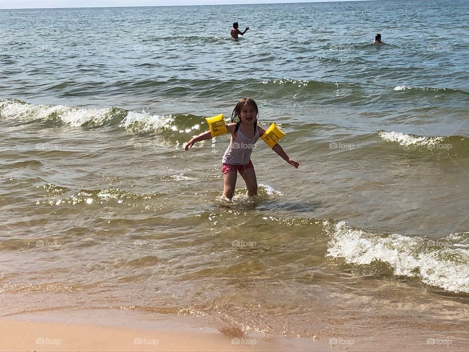 Playing in the water Lake Michigan 
