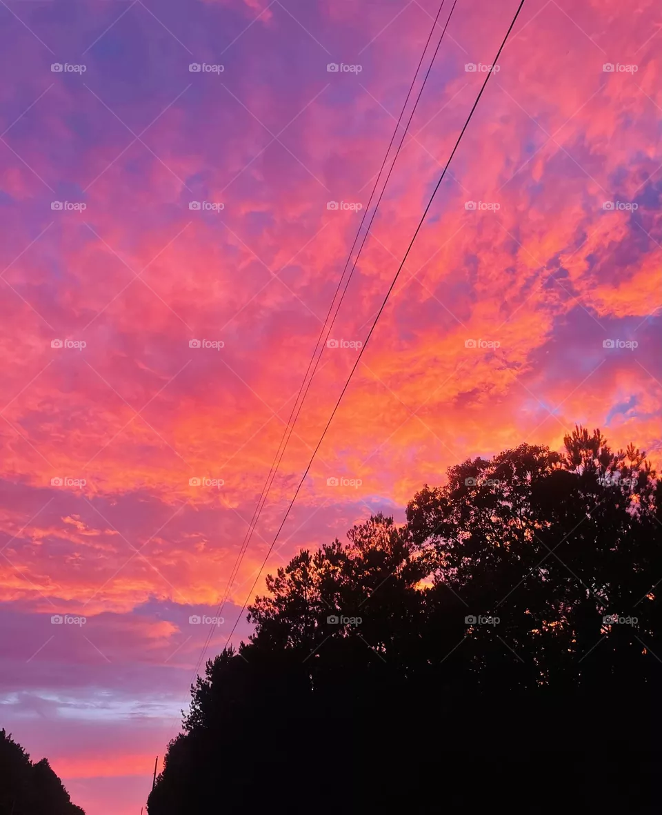 Summer sunset sky