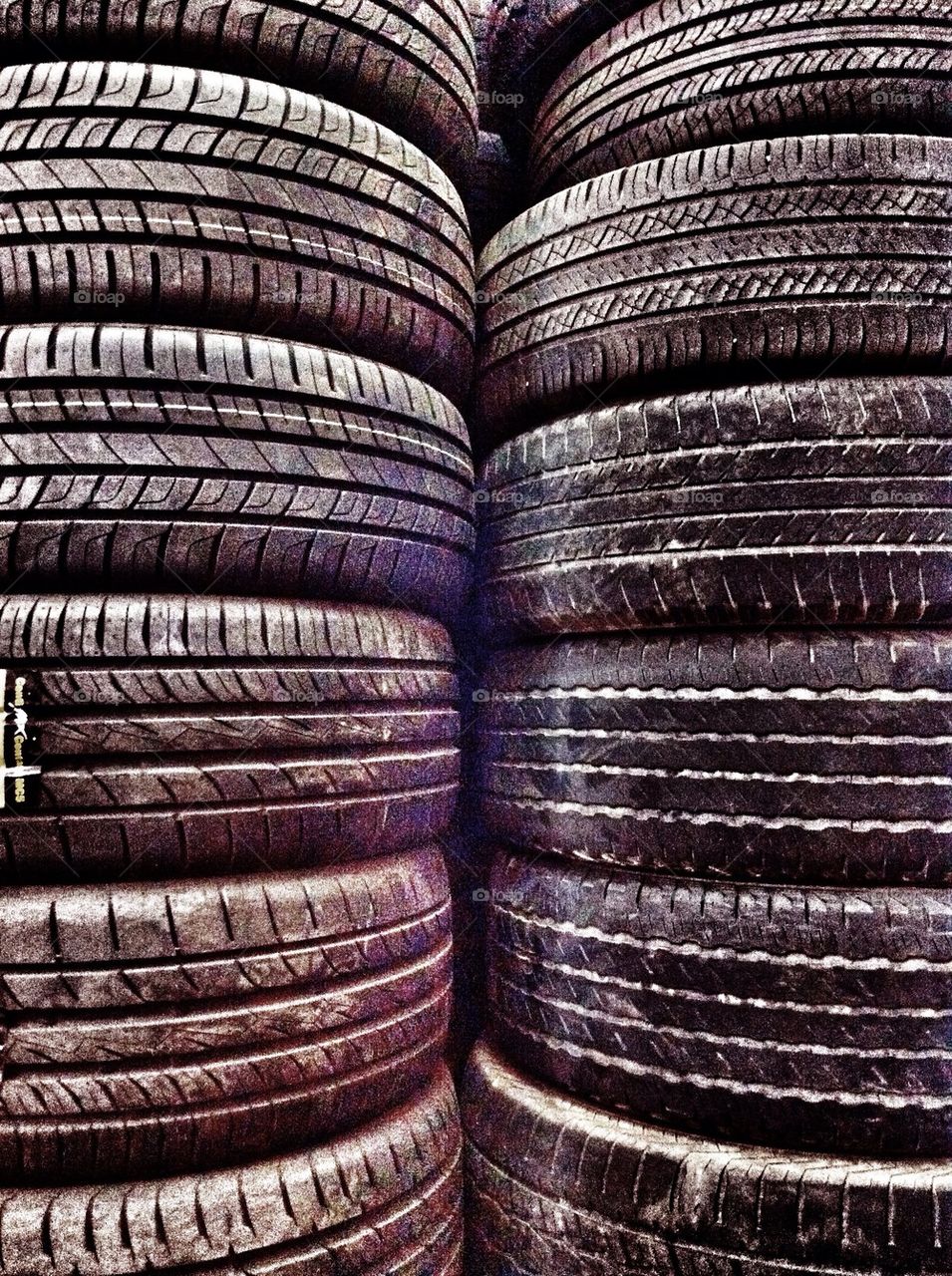 Tyres in a workshop