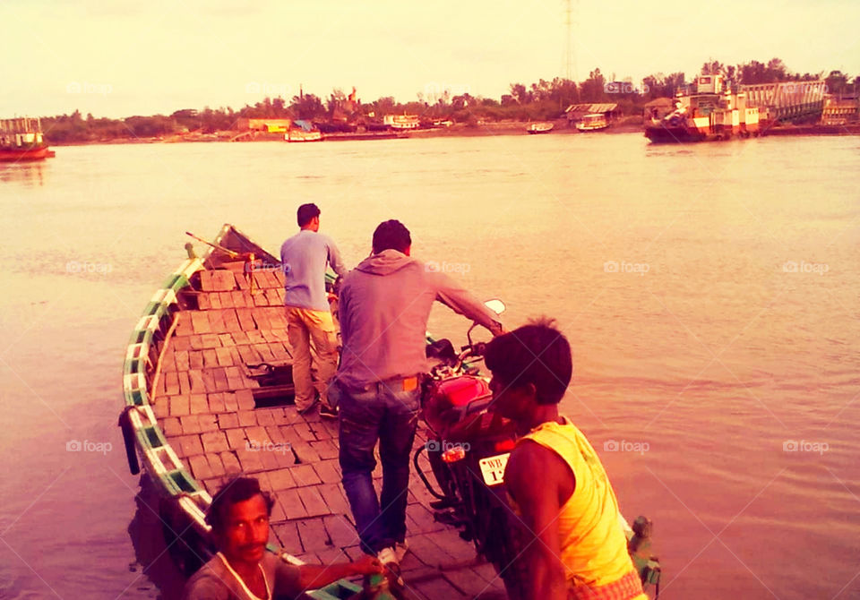 ferry boat carryng bikes.