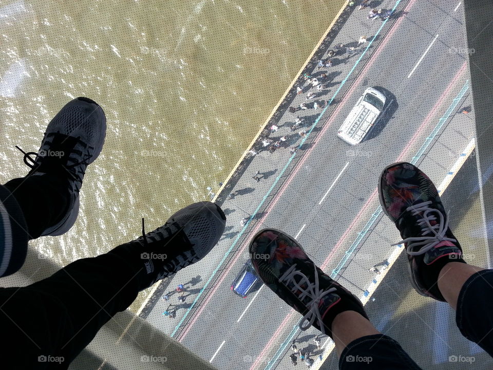 View from the glass floor at Tower Bridge. You can even stand here when the bridge opens. That would have been really scary.