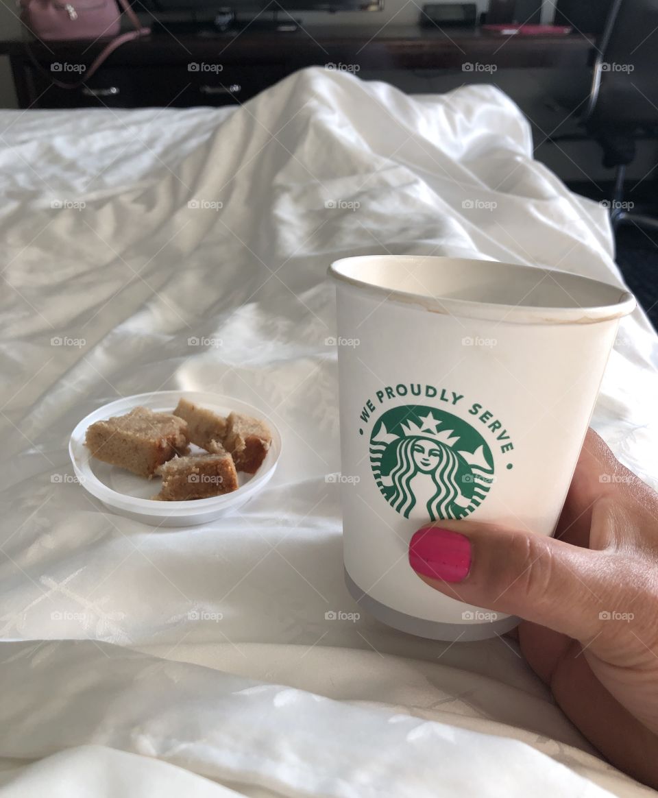 Morning coffee with a little something sweet in bed