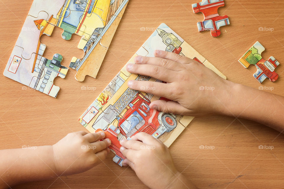 puzzle, children, table