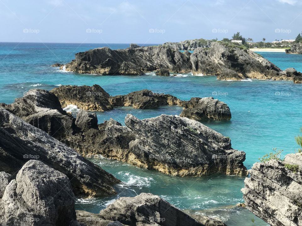 Boulders in the ocean