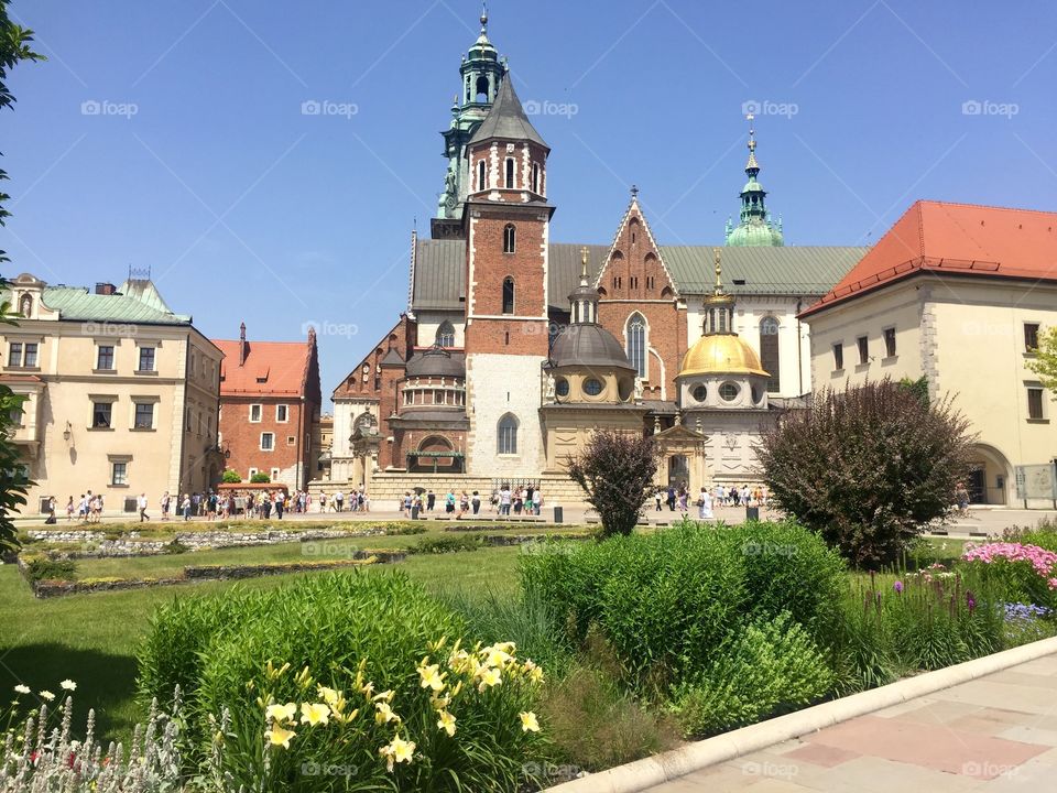 Wawel castle buildings from the courtyard of the castle