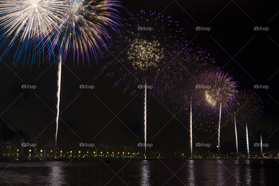 Fireworks in Florianopolis Santa Catarina Brazil.