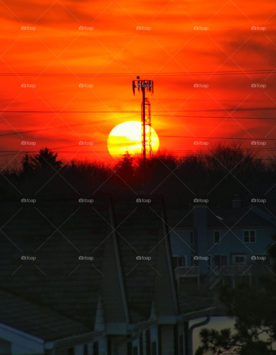 view of sunset from our balcony