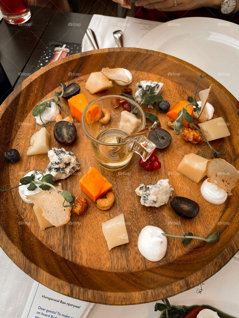 Cheese plate with honey 