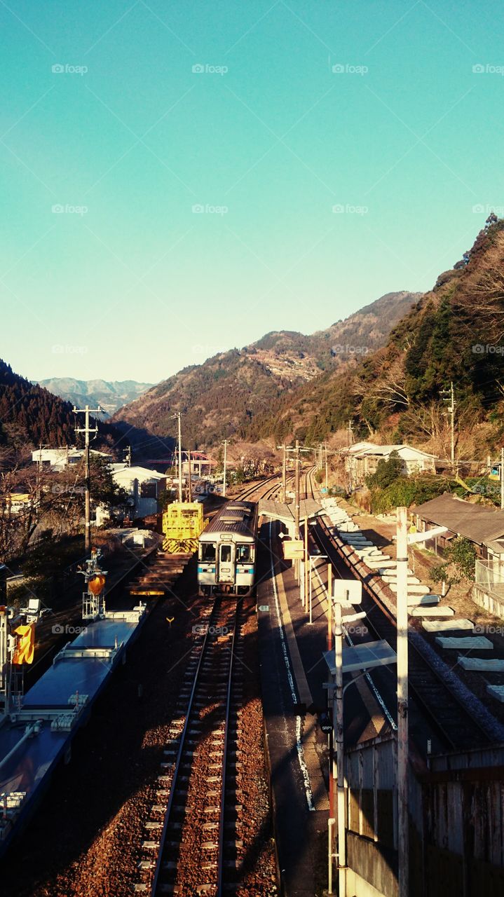 It's a local train in Shikoku. beautiful landscape. Japan. you can edit this picture.