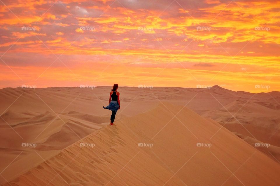 Sunset over sand dunes