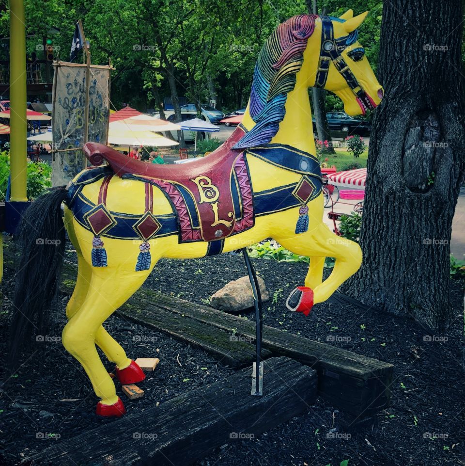 Vintage carousel horse vivid colors 