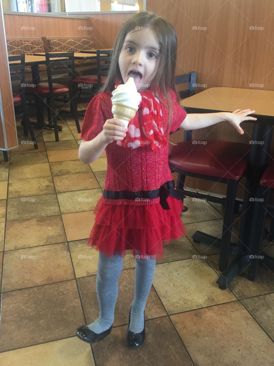 Girl with ice cream on Valentine's Day