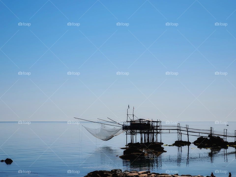 ancient wooden overflow with nets for fishing