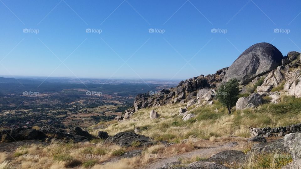 Boulder and rock on mountain