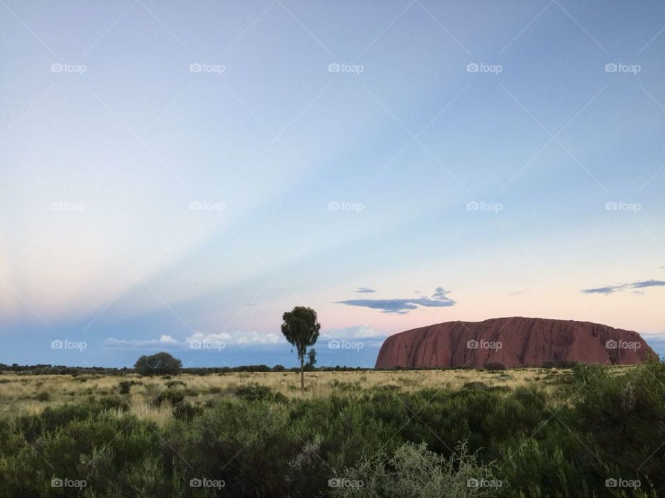 Australia Ayers Rock in sunset clear 