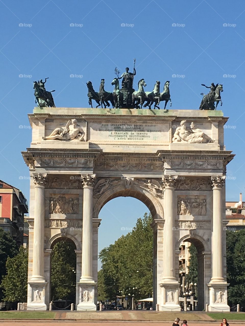 Peace Arch Milan Italy on sunny fall day