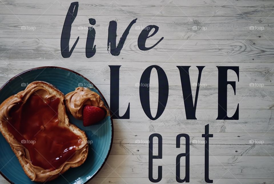 Let’s Eat!, Peanut Butter And Jelly Sandwich, Food Photography, Food Flatlay Photo 