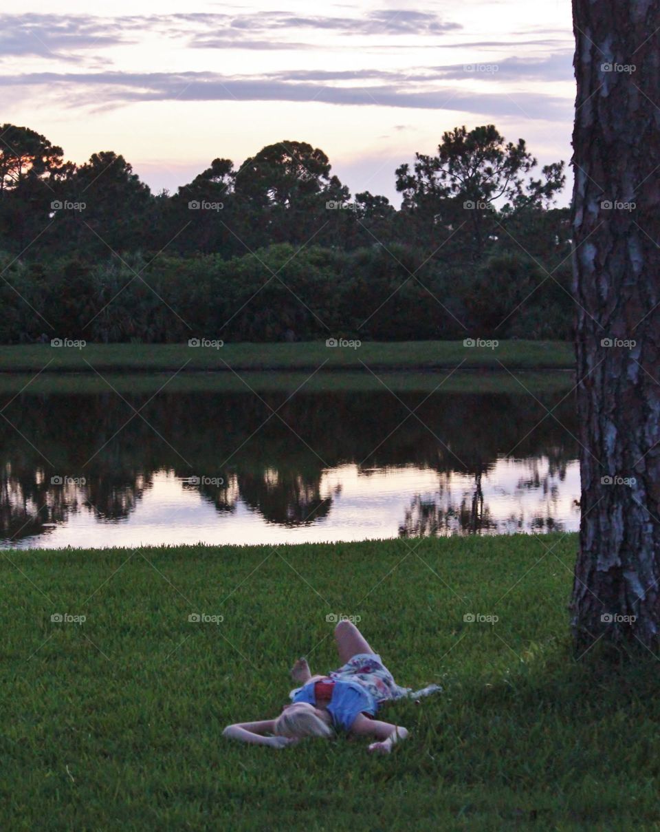 Relaxing by the pond