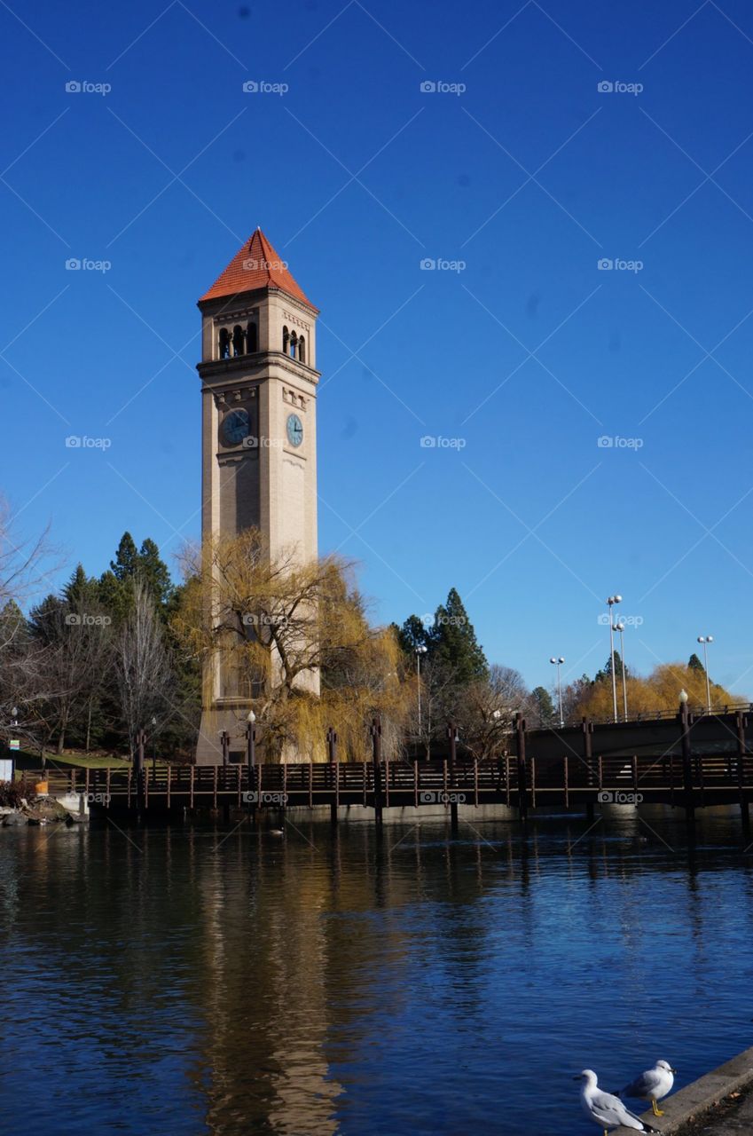 Clock Tower. Late winter Riverfront Park Spokane Washington