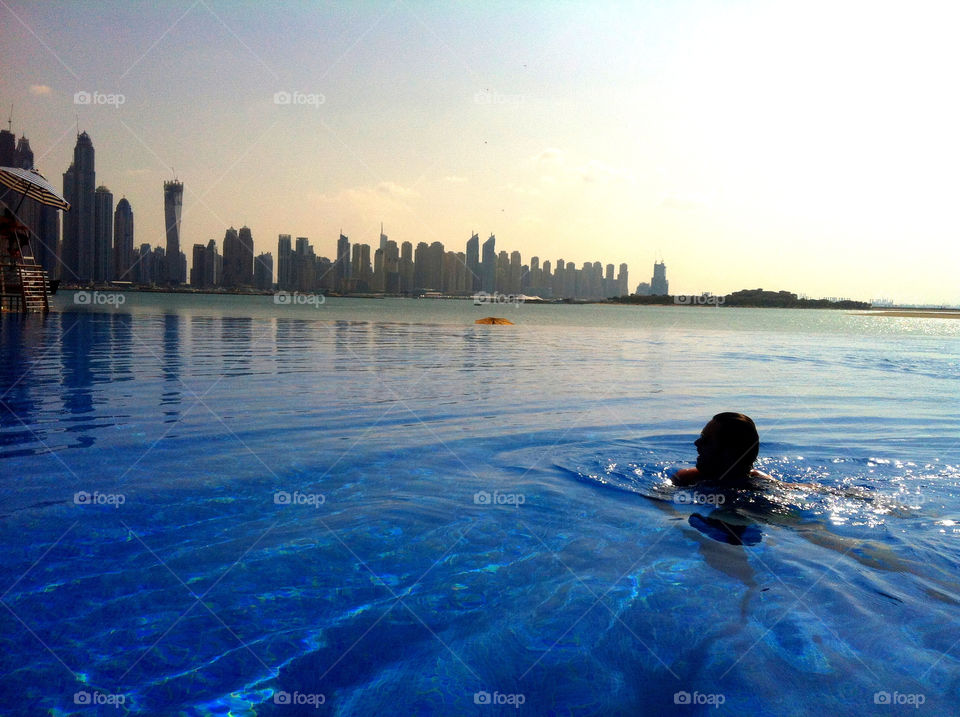 blue vacation skyline pool by lofgren