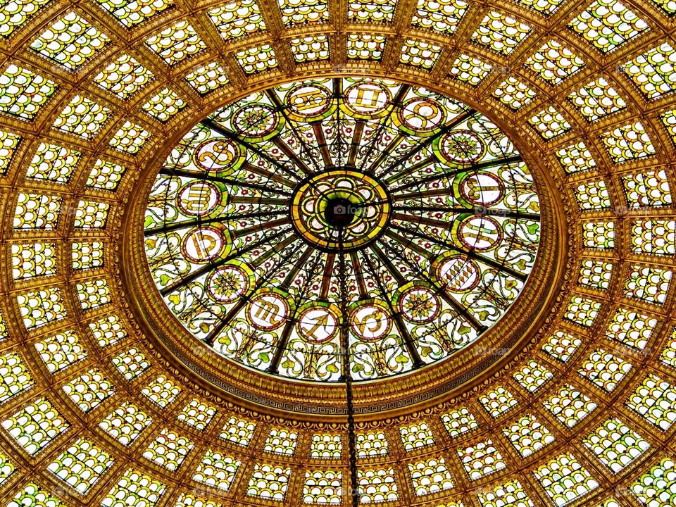 Beautiful dome ceiling in the Chicago Cultural Center building